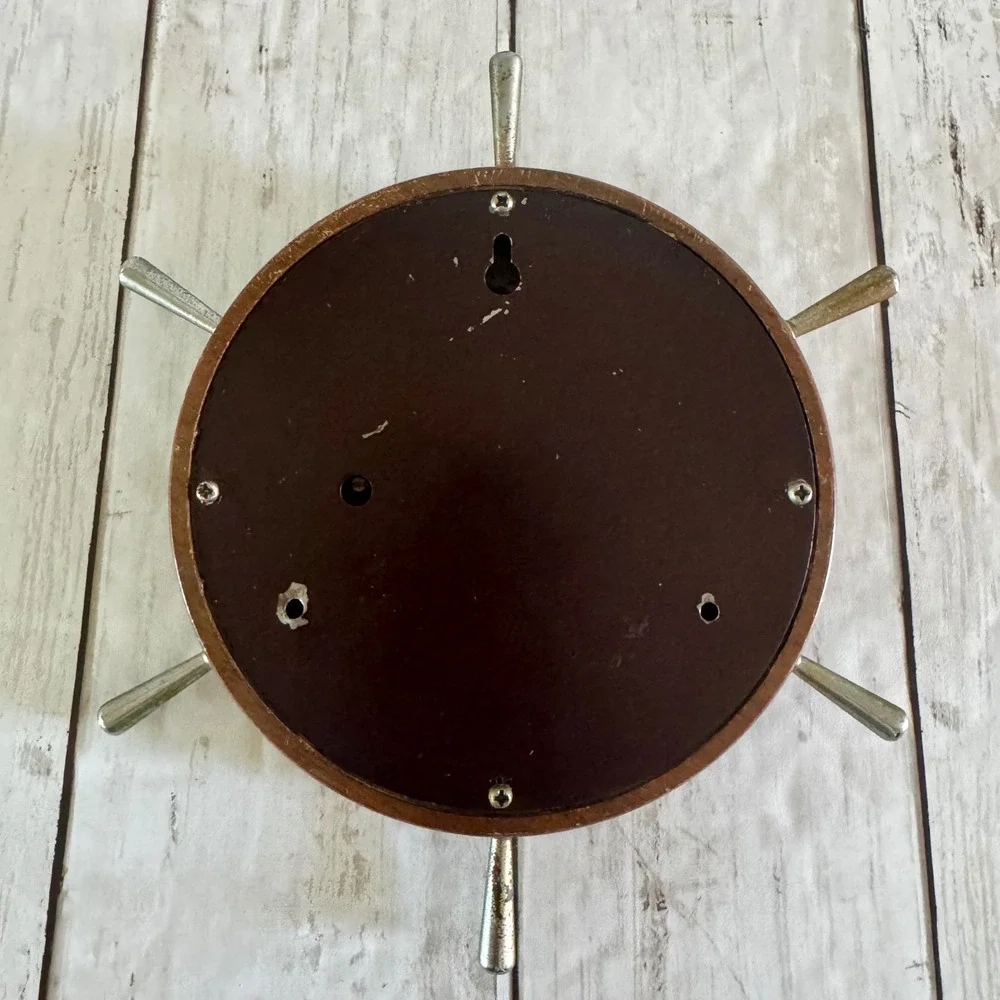 Vintage Airguide Barometer Nautical Ship Wheel Wood Wall Weather Station USA